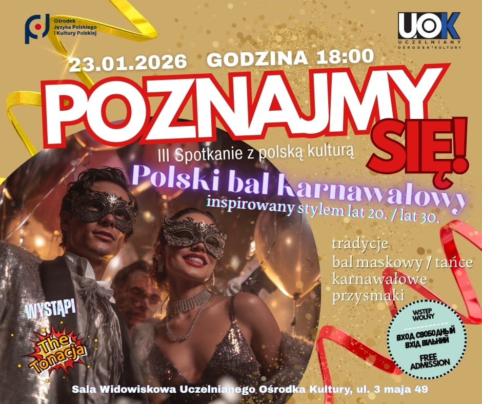 Bal karnawałowy - plakat. Treść z plakatu pod zdjęciem.