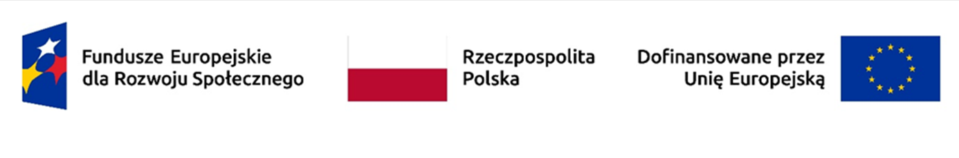 Fundusze Europejskie dla rozwoju społecznego; Rzeczpospolita Polska; Dofinansowane przez Unię Europejską.