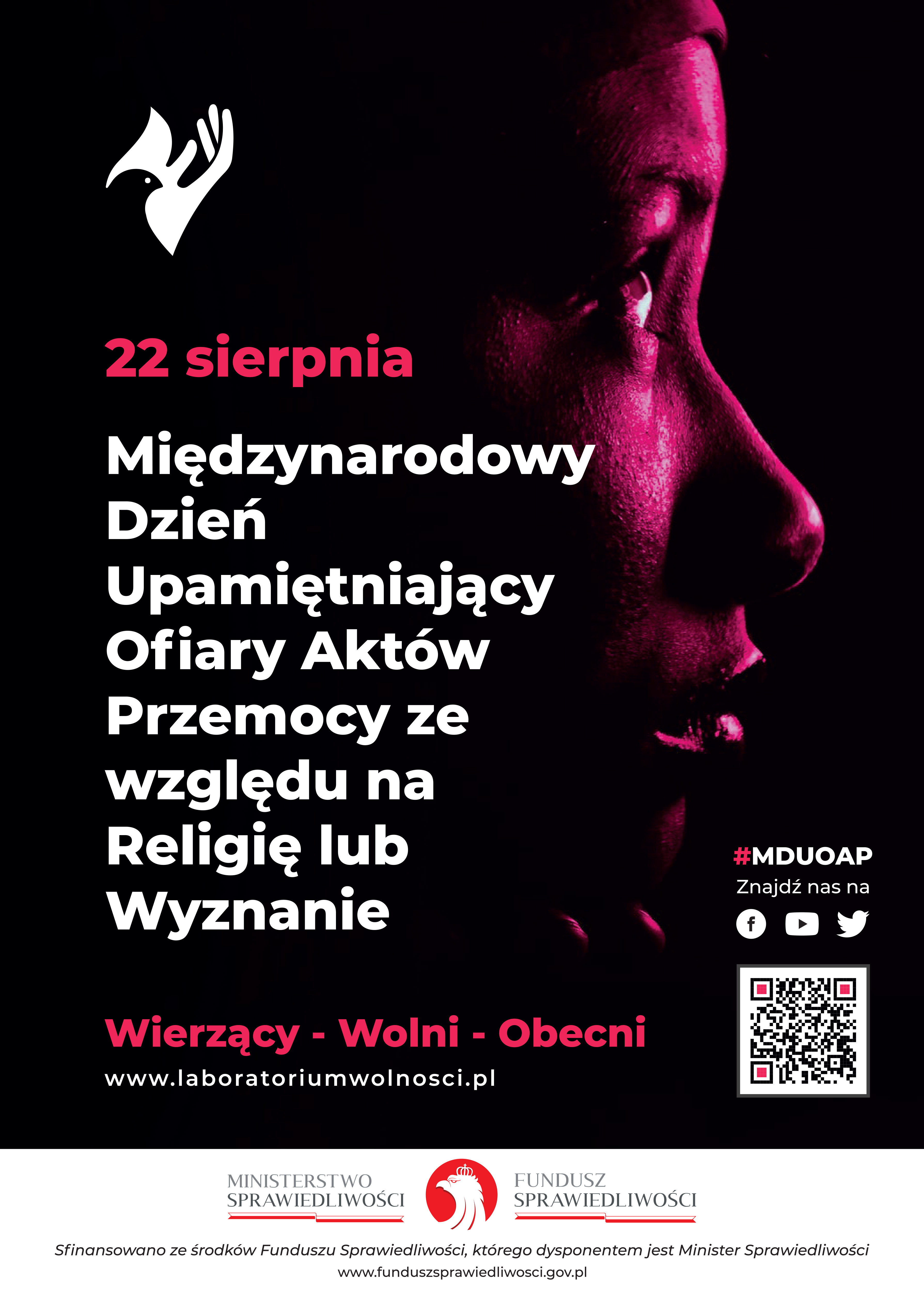 22 sierpnia, plakat Międzynarodowy Dzień Upamiętniający Ofiary Aktów Przemocy ze względu na Religię lub Wyznanie