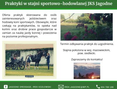 Praktyki w stajni sportowo-hodowlanej JKS Jagodne