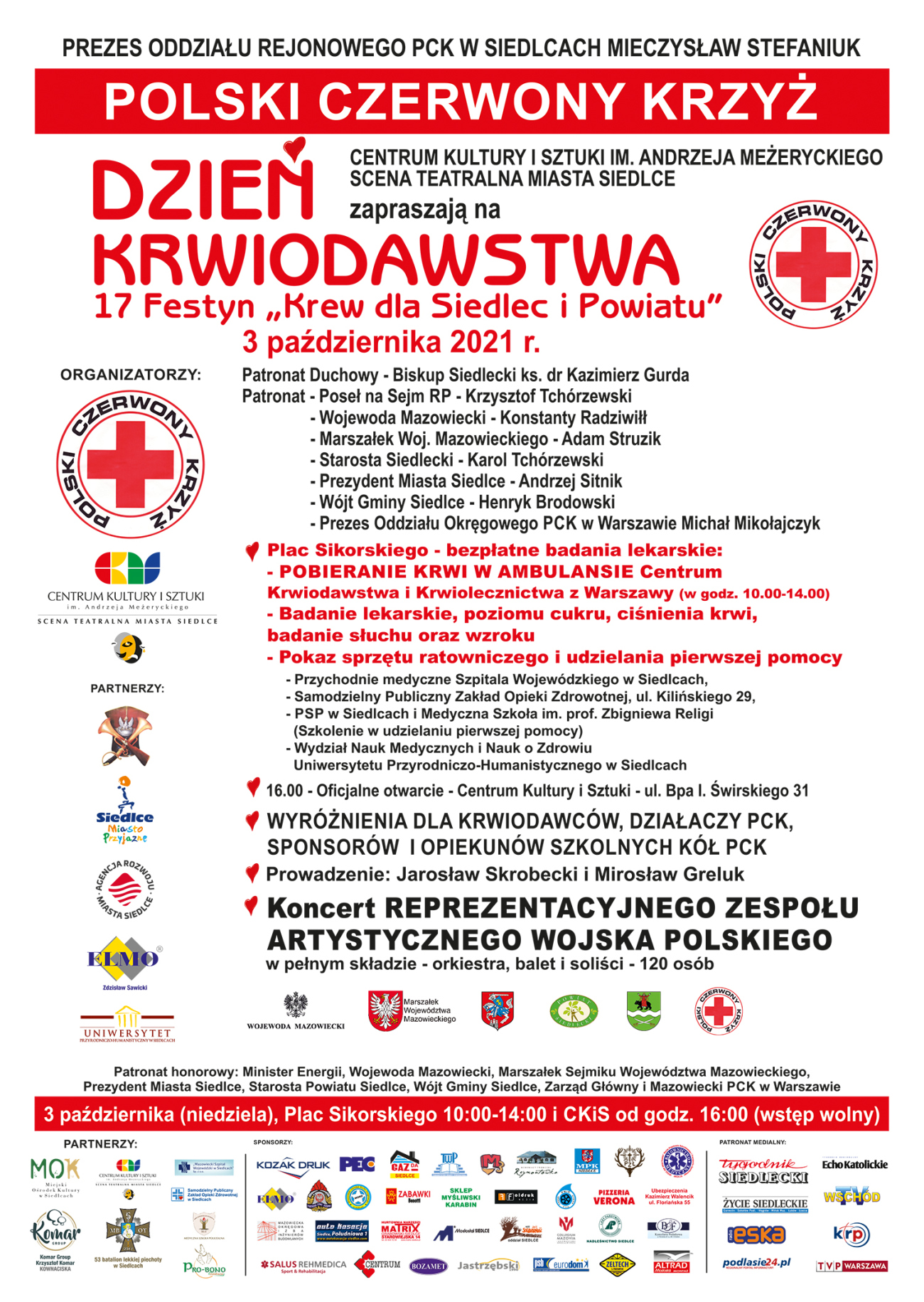 Plakat "XVII Festyn Krew dla miasta i powiatu Siedlce", 3 paźdiernika 2021 r.