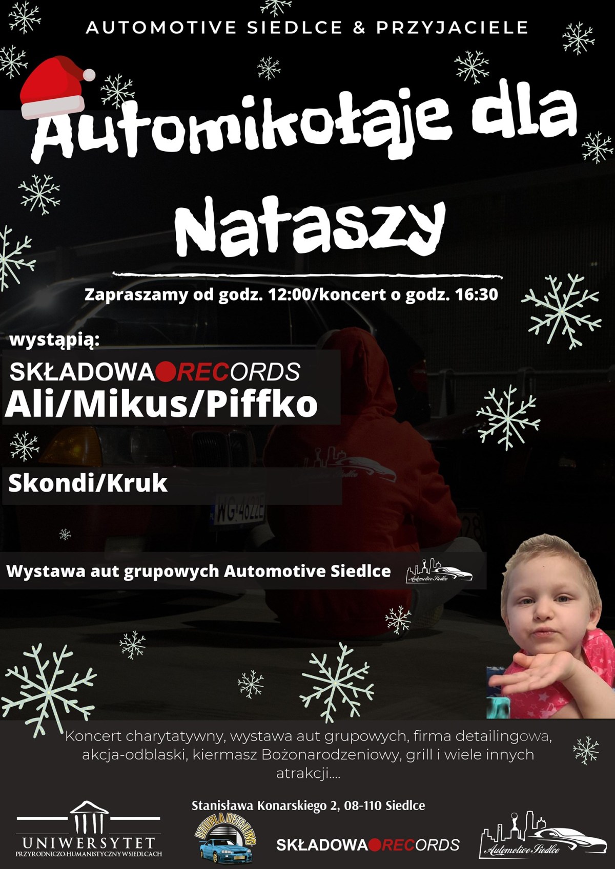AutoMikołajki z grupą Automotive Siedlce! Akcja charytatywna dla Nataszy, 4 grudnia 2021, od godz. 12.00, przed Pałacem Ogińskich
