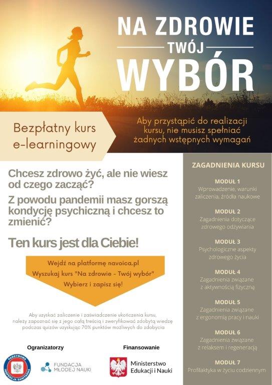  Bezpłątny kurs e-learningowy „Na zdrowie – Twój wybór”, plakat.
