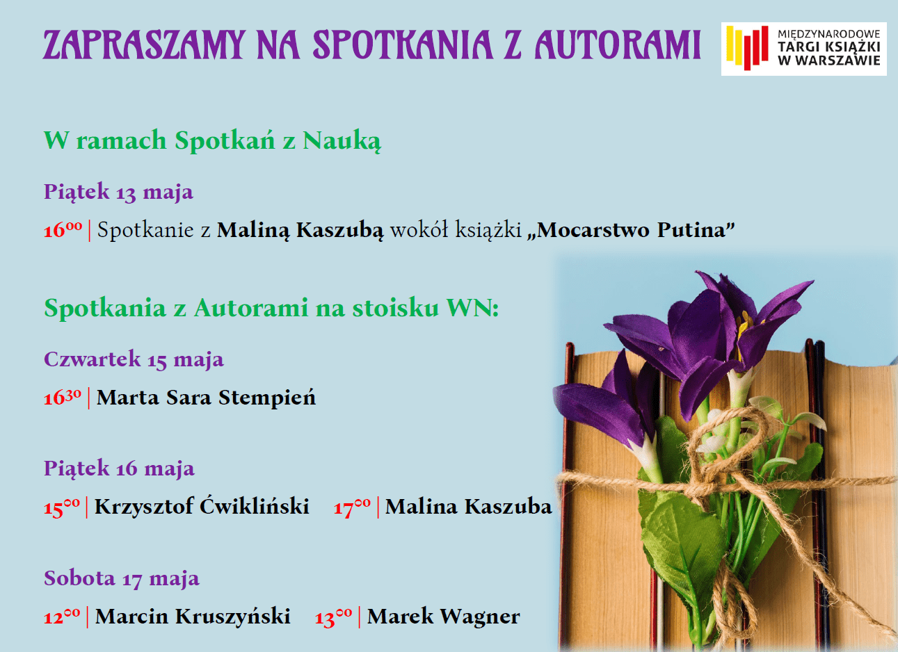 Baner z przebiegiem spotkań na targach targi  - informacje zawarte na banerze w tekście poniżej.