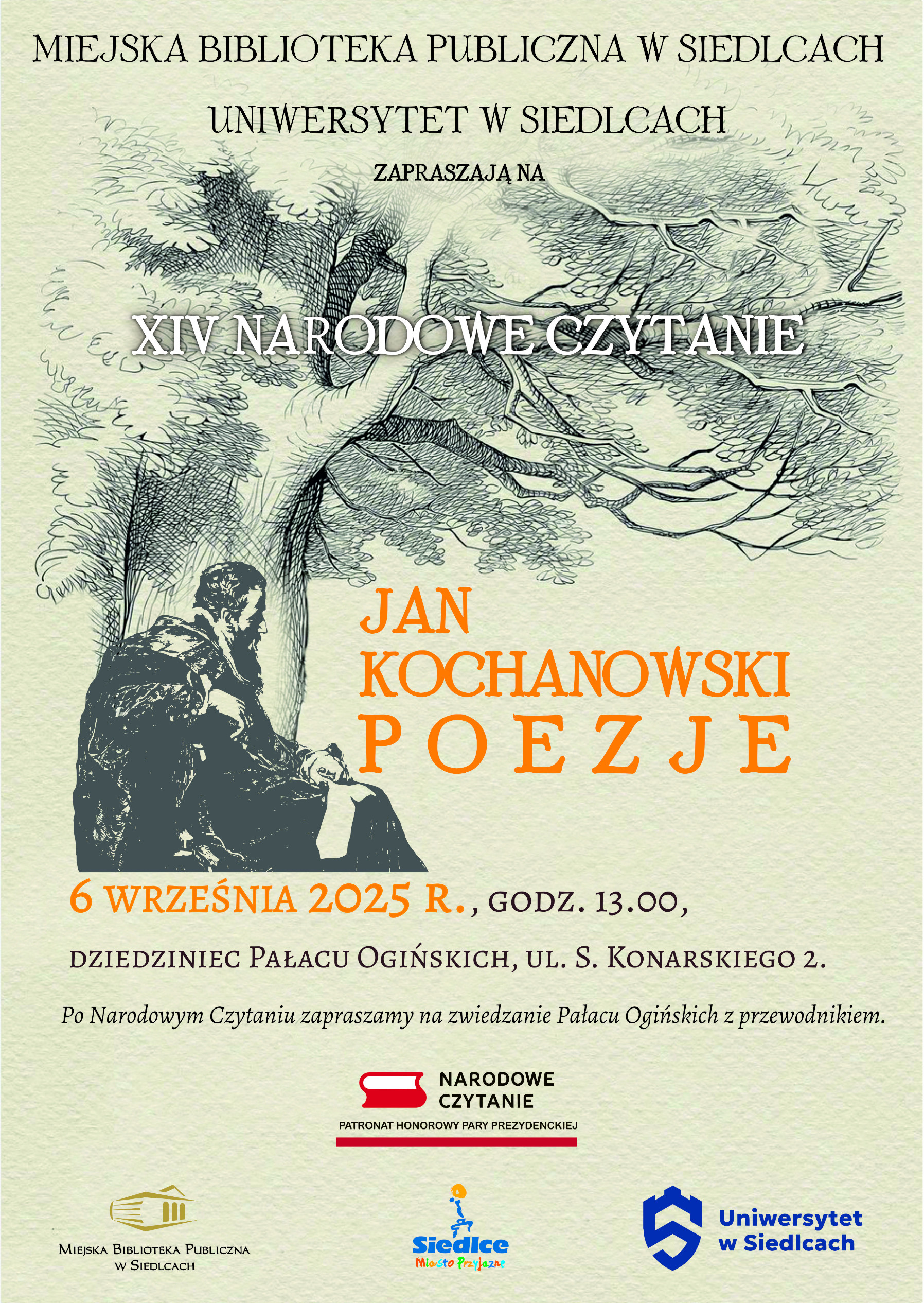 Plakat wydarzenia Narodowe Czytanie. Tekst z plakatu znajduje sięponiżej w treści artykułu.
