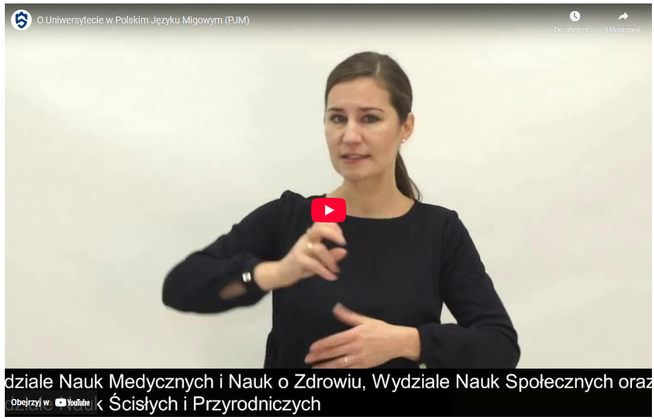Miniaturka filmu promującego Uniwersytet w Siedlcach w Polskim Języku Migowym